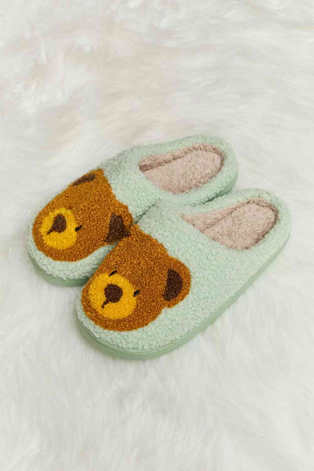 Melody Teddy Bear Print Plush Slide Slippers - T - 6 COLORS -