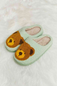 Thumbnail for Melody Teddy Bear Print Plush Slide Slippers - T - 6 COLORS -