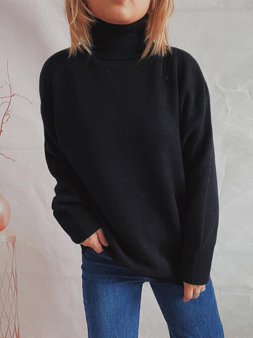 Turtleneck Long Sleeve Sweater - 1 OVERSIZE - T - 6 COLORS -