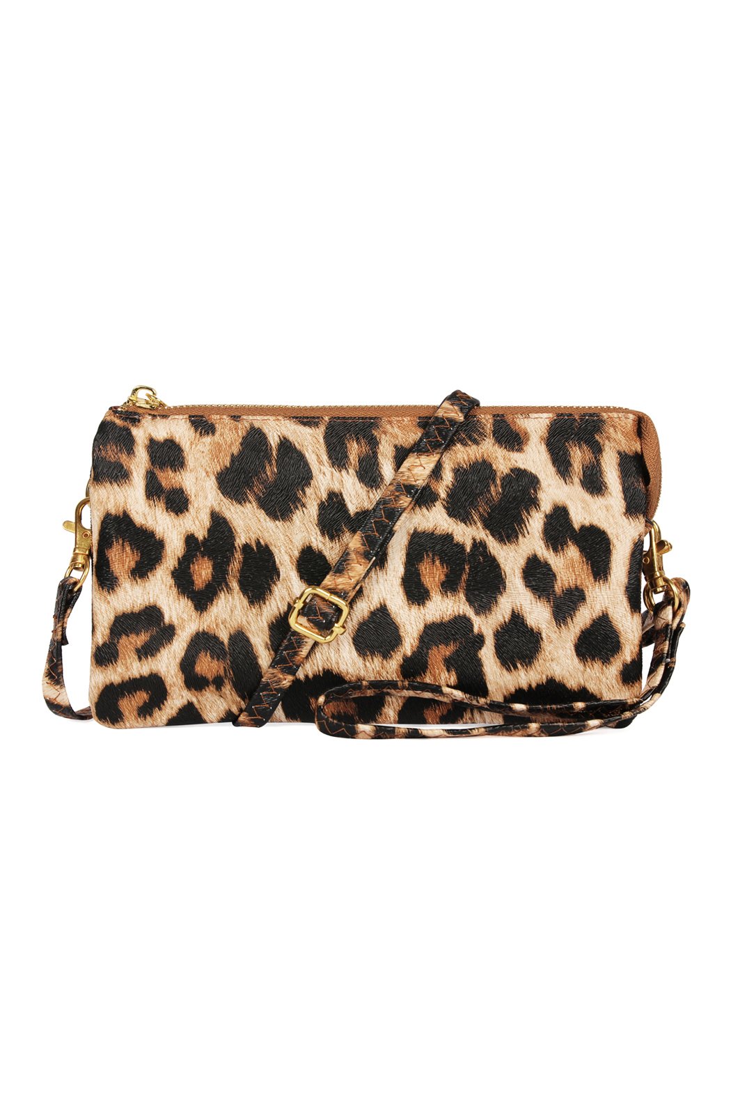 Riah Fashion - Faux Crossbody Wristlet Bag - 5 LEOPARD COLORS -