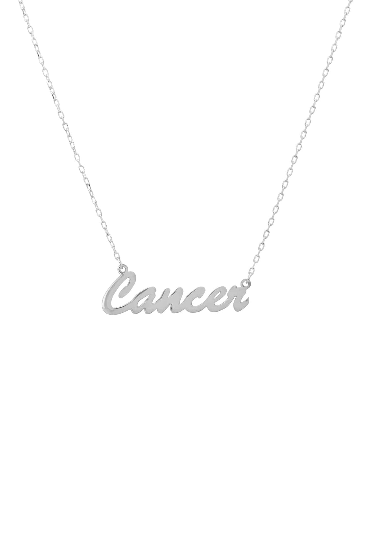 Zodiac Star Sign Name Necklace Silver Cancer -