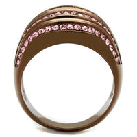 Thumbnail for IP Coffee Light Stainless Steel Ring With Top Grade Crystal in Light Rose -