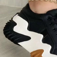 Thumbnail for Lace-Up PU Leather Platform Sneakers - T - 4 COLORS -