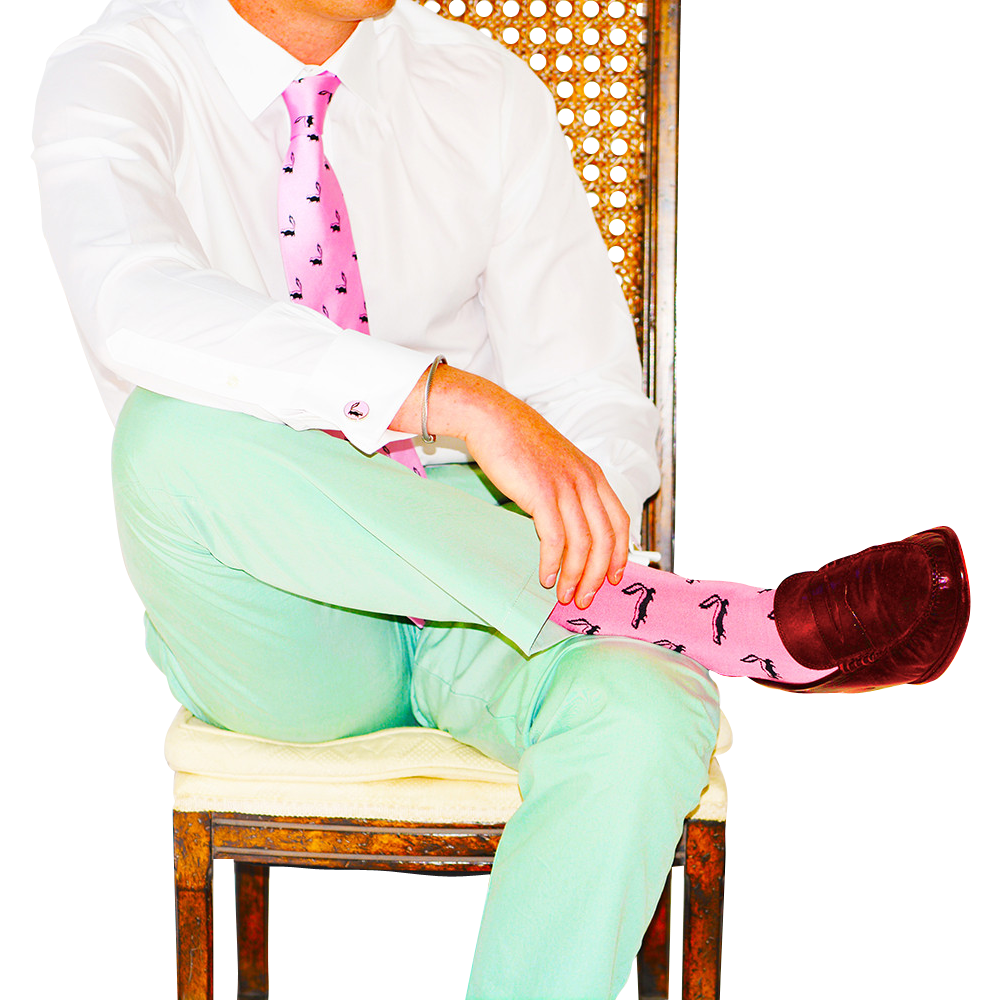 Summer Ties - Skunk Socks - Black on Pink - Men's Mid Calf - 1 COLOR -