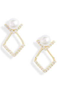 Thumbnail for Knotty - Pearl v Jacket Stud Earrings - 3 FINISHES -