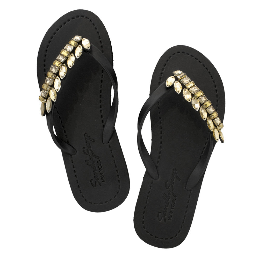 SAND BY SAYA N.Y. - Smith - Rhinestone Flat Flip Flops Sandal - 5 COLORS -