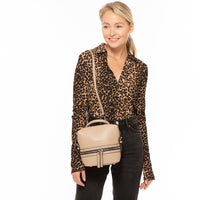 Thumbnail for Ashley Small Leather Backpack Purse Beige -