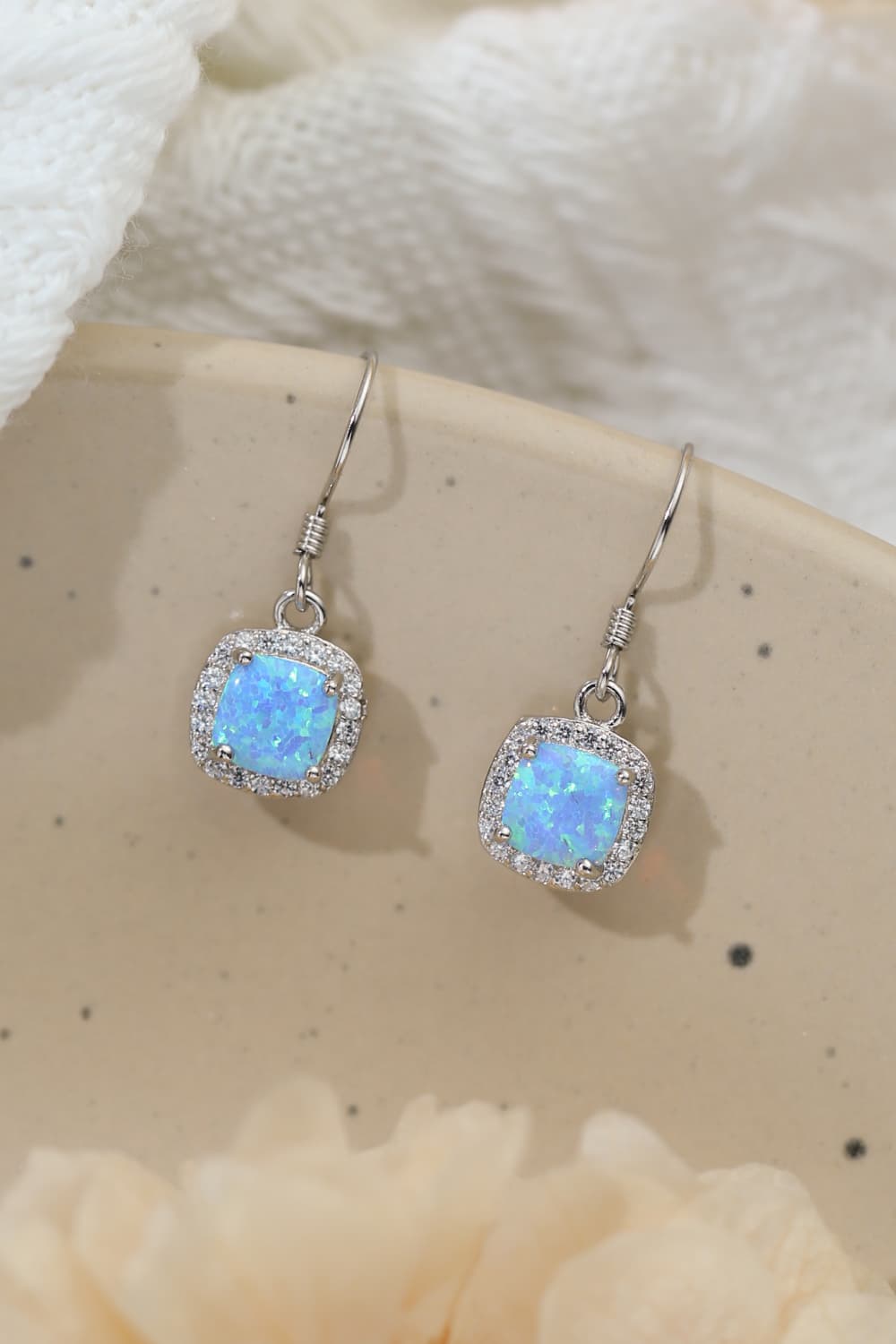 Opal Square Drop Earrings - T - 2 COLORS -