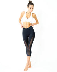 Thumbnail for Savoy - l'Espace Low-Waisted Capri Leggings With Mesh Panels and Reflective Strips - 1 COLOR -