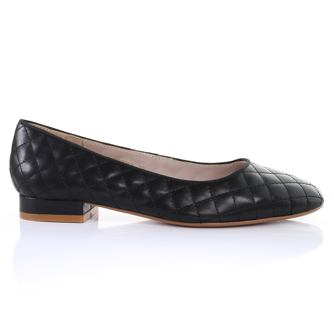 Classic Leather Square Toe Ballerina - (Black)