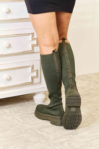 Thumbnail for Comfort Footwear Knee High Platform Sock Boots - T - 1 COLOR -