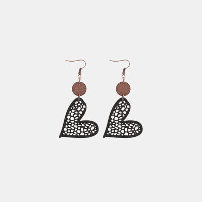 Faux Leather Iron Hook Heart Earrings - T - 3 COLORS -