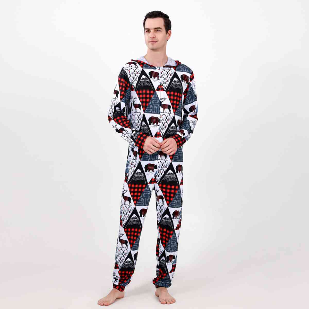 MEN Printed Hooded Jumpsuit - T -