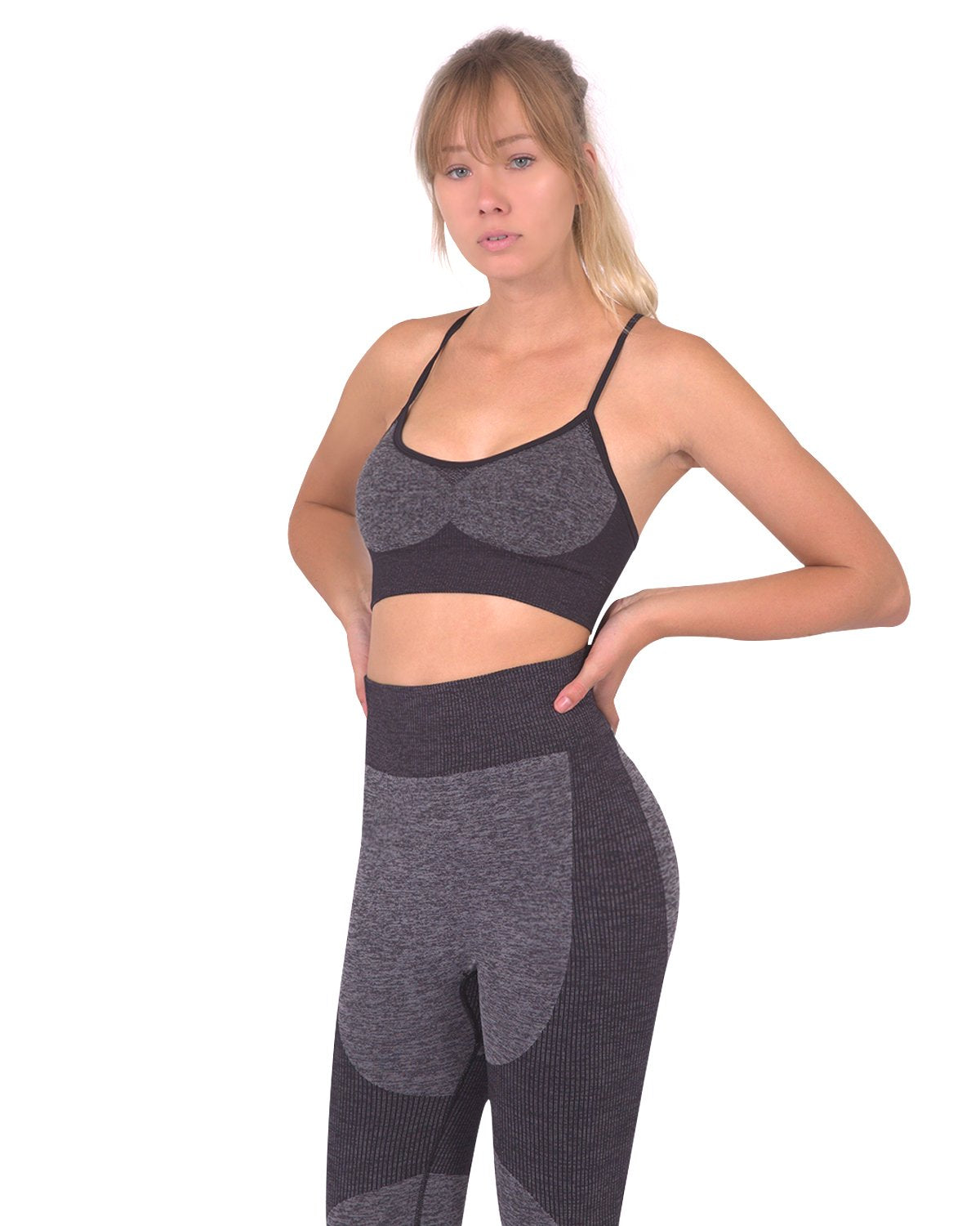 Savoy - Megara Seamless Sports Bra With Striped Band - Black - 1 COLOR -