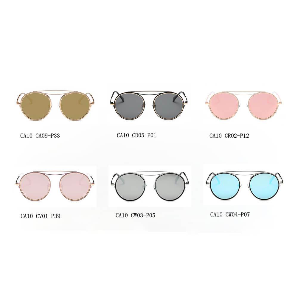 Fairfax | CA10 - Polarized Circle Round Brow-Bar Fashion Sunglasses - 6 COLORS -