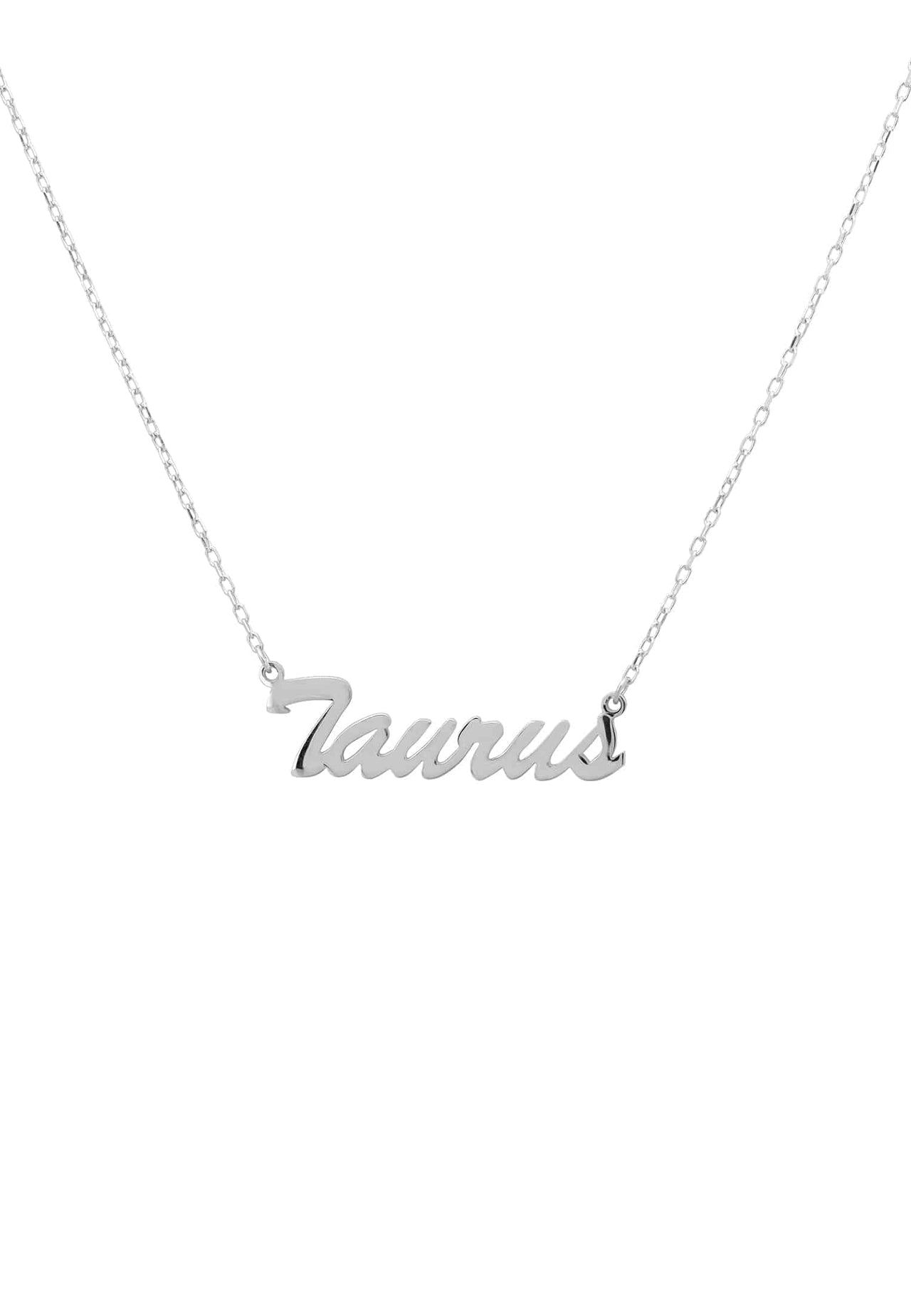 Zodiac Star Sign Name Necklace Silver Taurus -