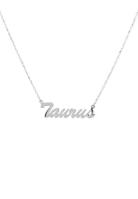 Thumbnail for Zodiac Star Sign Name Necklace Silver Taurus -