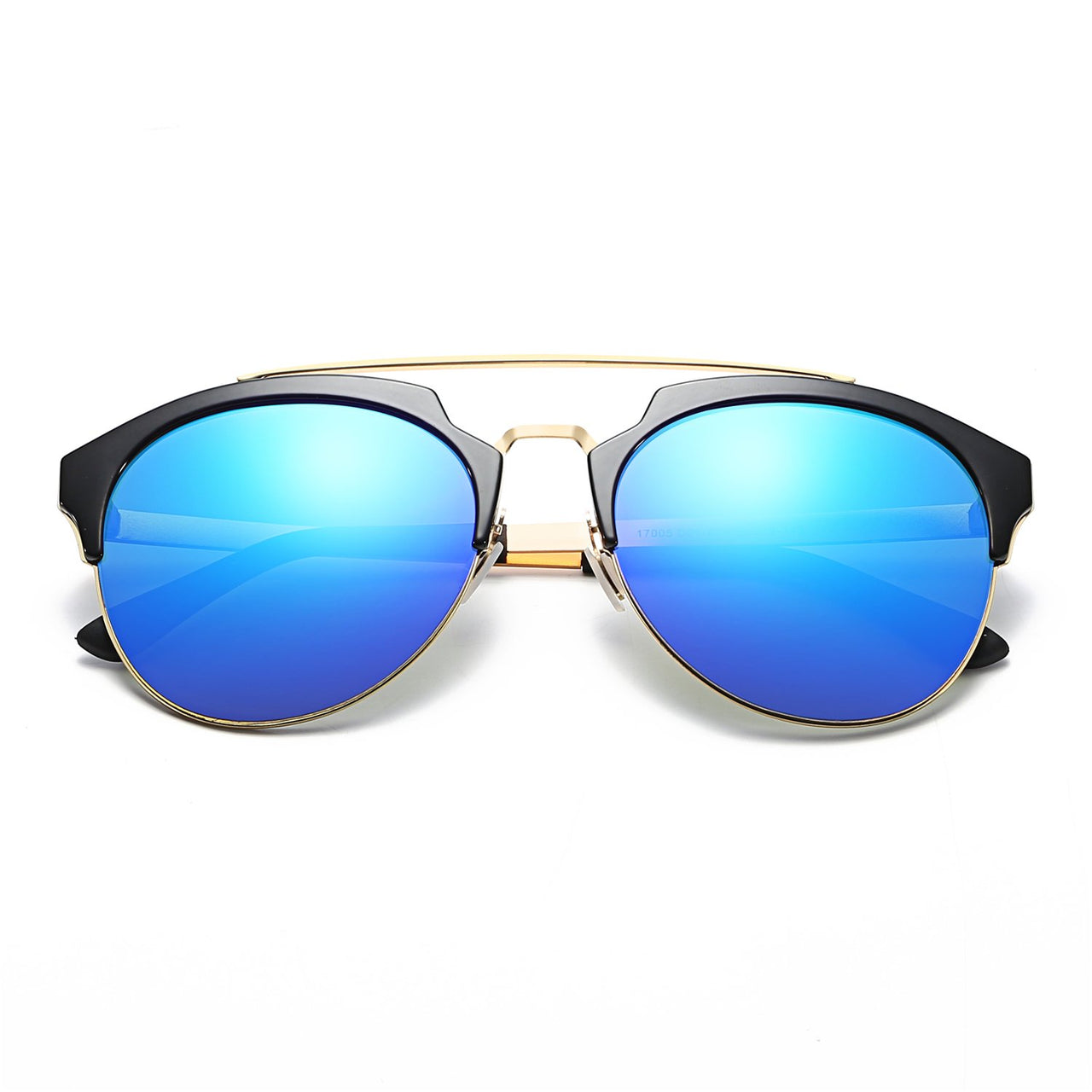 Corolla | CA15 - Half Frame Mirrored Lens Horned Rim Sunglasses Circle - 6 COLORS -