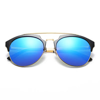 Thumbnail for Corolla | CA15 - Half Frame Mirrored Lens Horned Rim Sunglasses Circle - 6 COLORS -