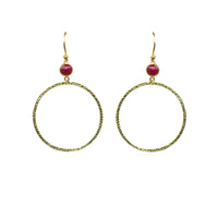 Thumbnail for Gena Myint - Ruby Bezel Circle Earrings -