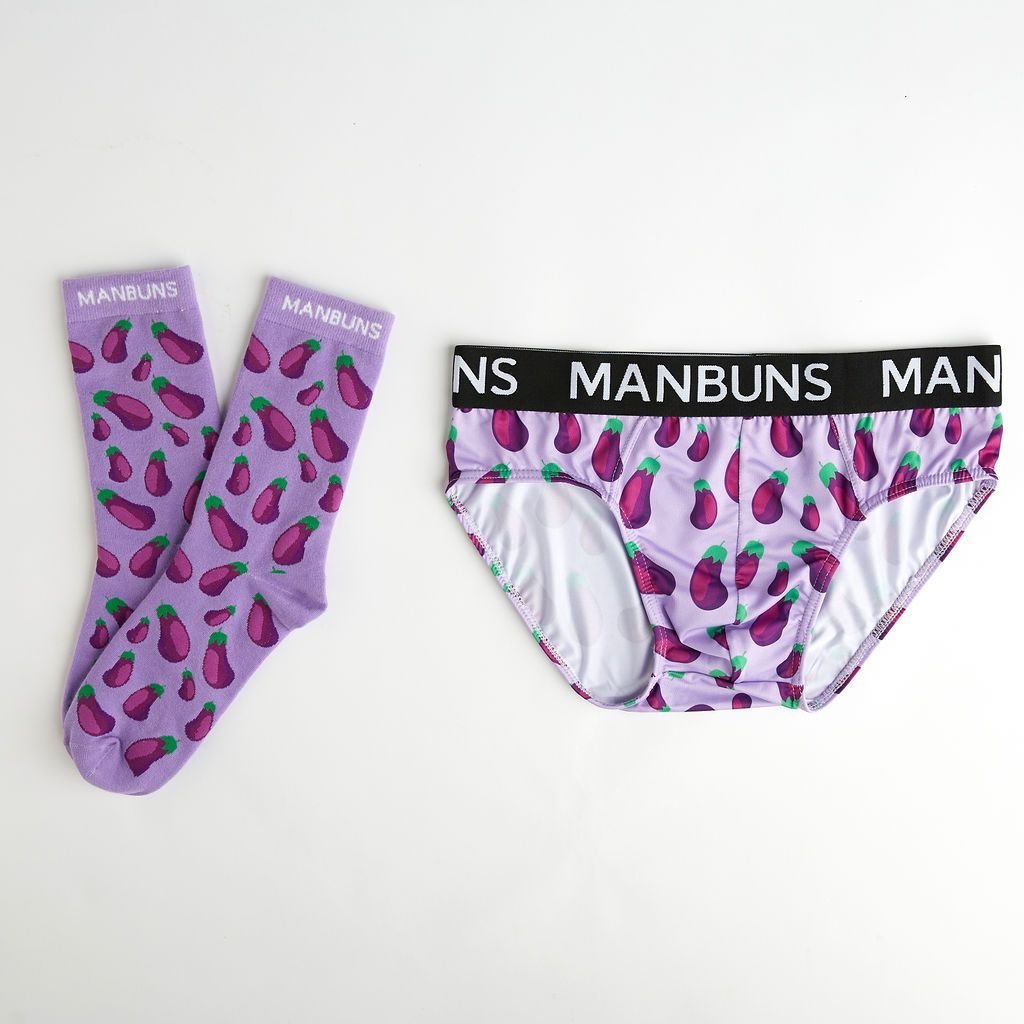 Men's Eggplant Brief Underwear and Sock Set -