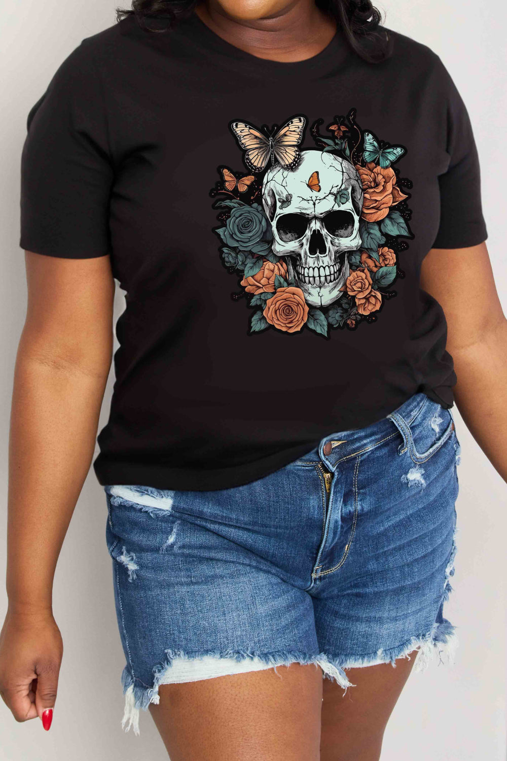 Simply Love Simply Love Full Size Skull Graphic Cotton T-Shirt - T - 2 COLORS -