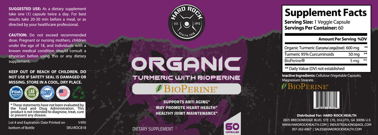 Turmeric With BioPerine - 650mg (100% Organic)