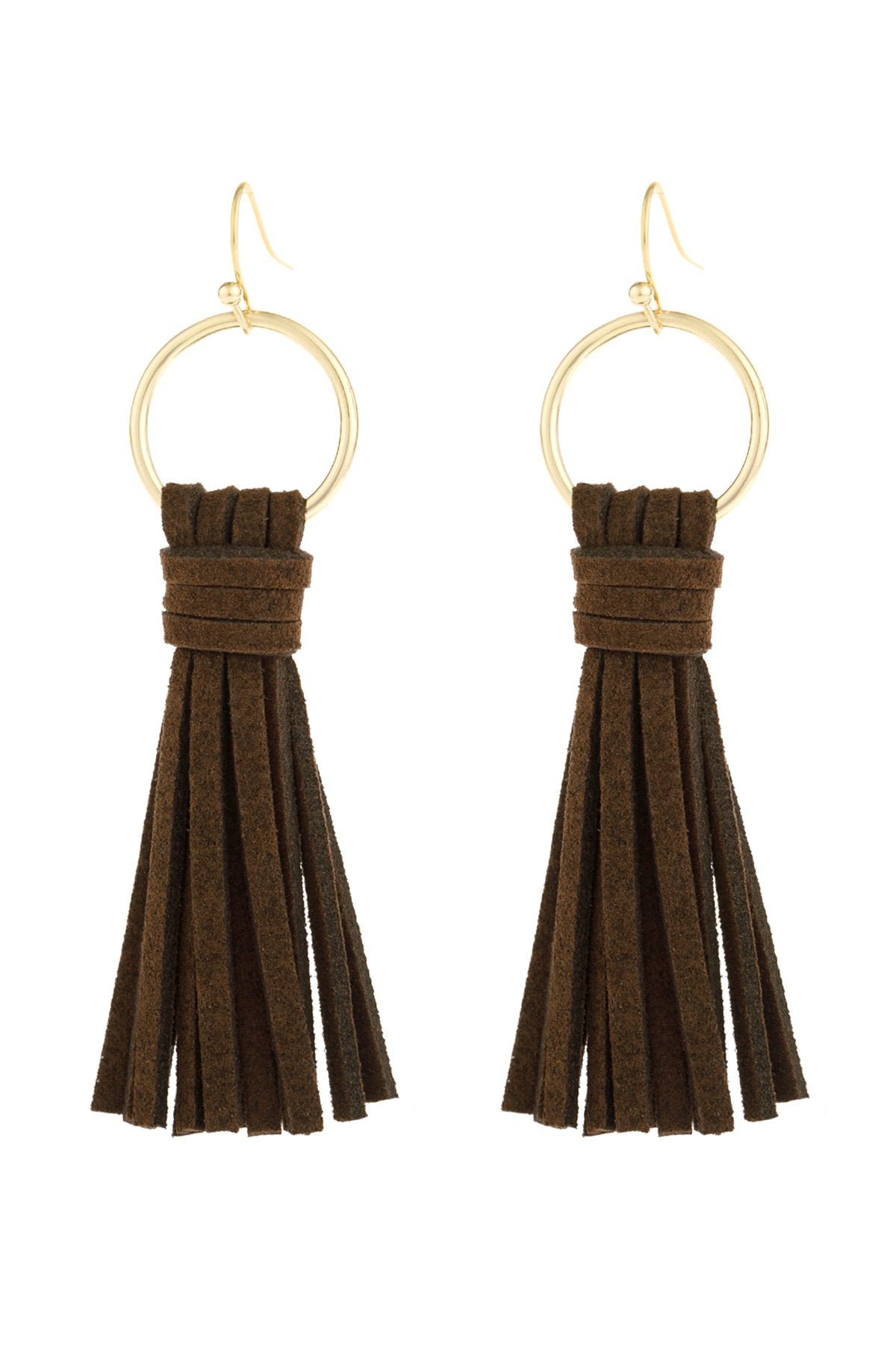 Riah Fashion - Leather Tassel Earrings - 14 COLORS -