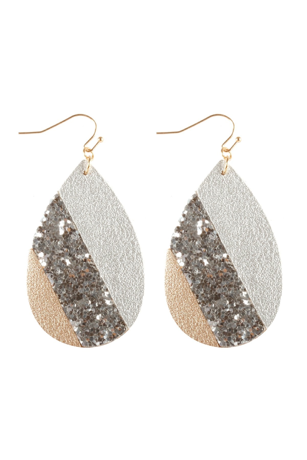 Riah Fashion - Mosaic Sequin Leather Teardrop Earrings - 5 COLORS -