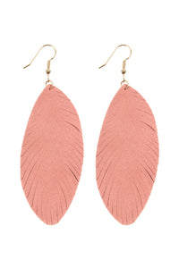 Thumbnail for Fringe Leaf Leather Drop Earring - 8 COLORS -