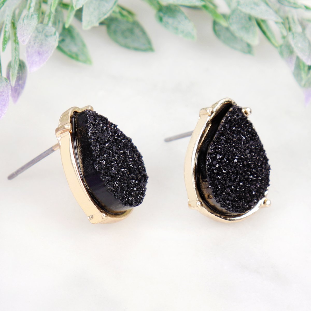 Druzy Teardrop Post Earrings - 17 COLORS -