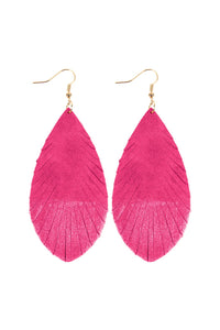 Thumbnail for Grunge Tone Fringe Drop Leather Earrings - 12 COLORS -