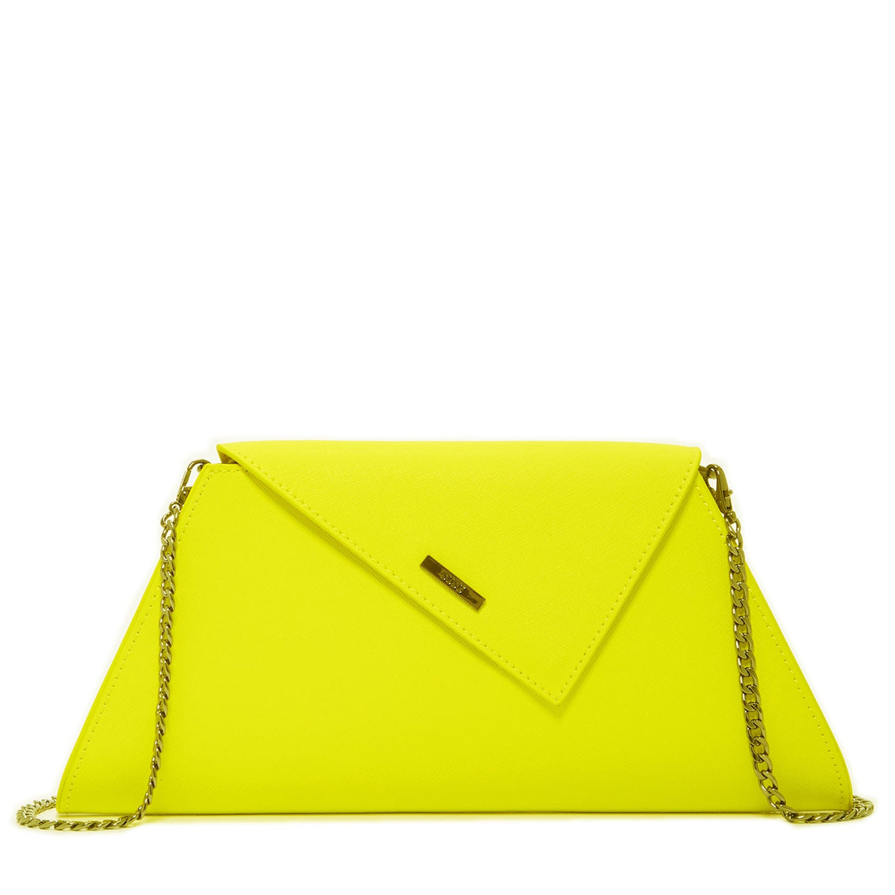 Angelica Electric Yellow Leather Clutch Purse -