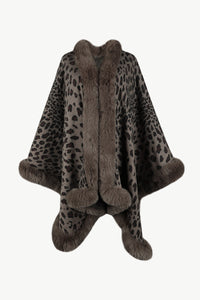 Thumbnail for Leopard Open Front Poncho - T - 4 COLORS -