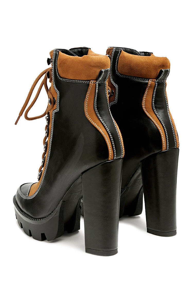 London Rag - Yeti High Heel Lace Up Biker Boots - 4 COLORS -