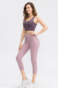 Thumbnail for Wide Waistband Cropped Active Leggings with Pockets - T - 2 COLORS -