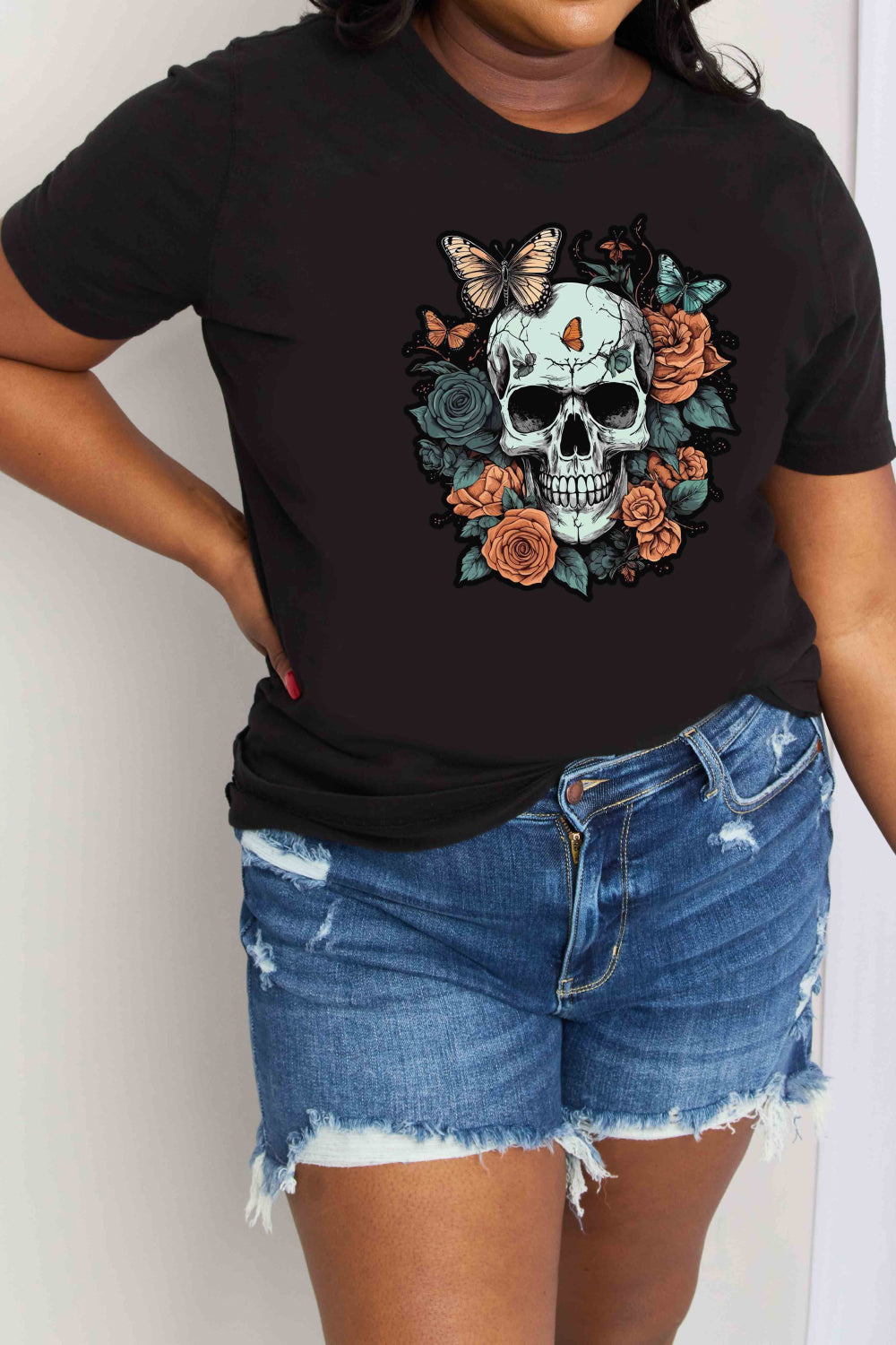 Simply Love Simply Love Full Size Skull Graphic Cotton T-Shirt - T - 2 COLORS -