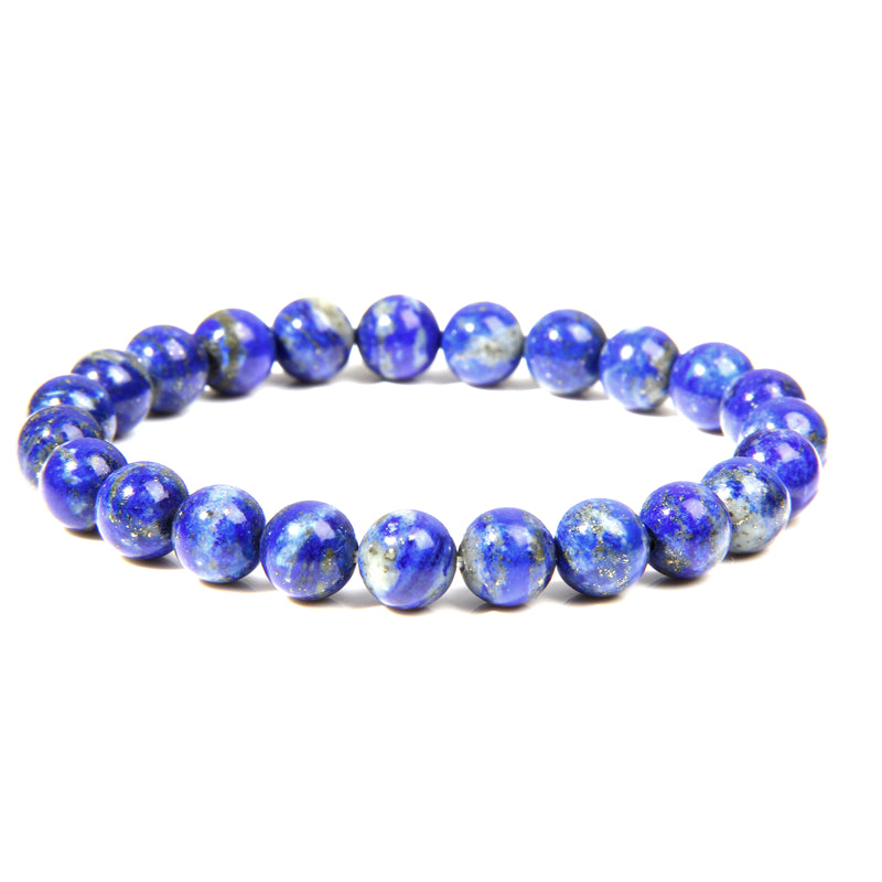 Natural Healing Energy Labradorite Bracelet Polished 8 Mm Lapis Lazuli Beads Bangle Elastic Pulsera Jewelry - 37 COLORS -