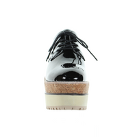 Thumbnail for Double Layer Wedges Enamel Leather Lace Up Shoes