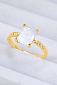 Thumbnail for Square Moonstone Ring - T - SIZES 6 THRU 9 - 3 FINISHES -