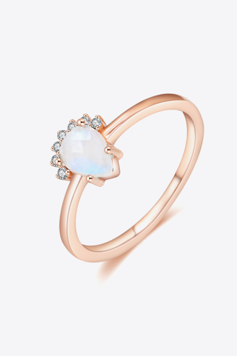 18K Rose Gold-Plated Pear Shape Natural Moonstone Ring - T - SIZES 6 THRU 9 - 1 FINISH -