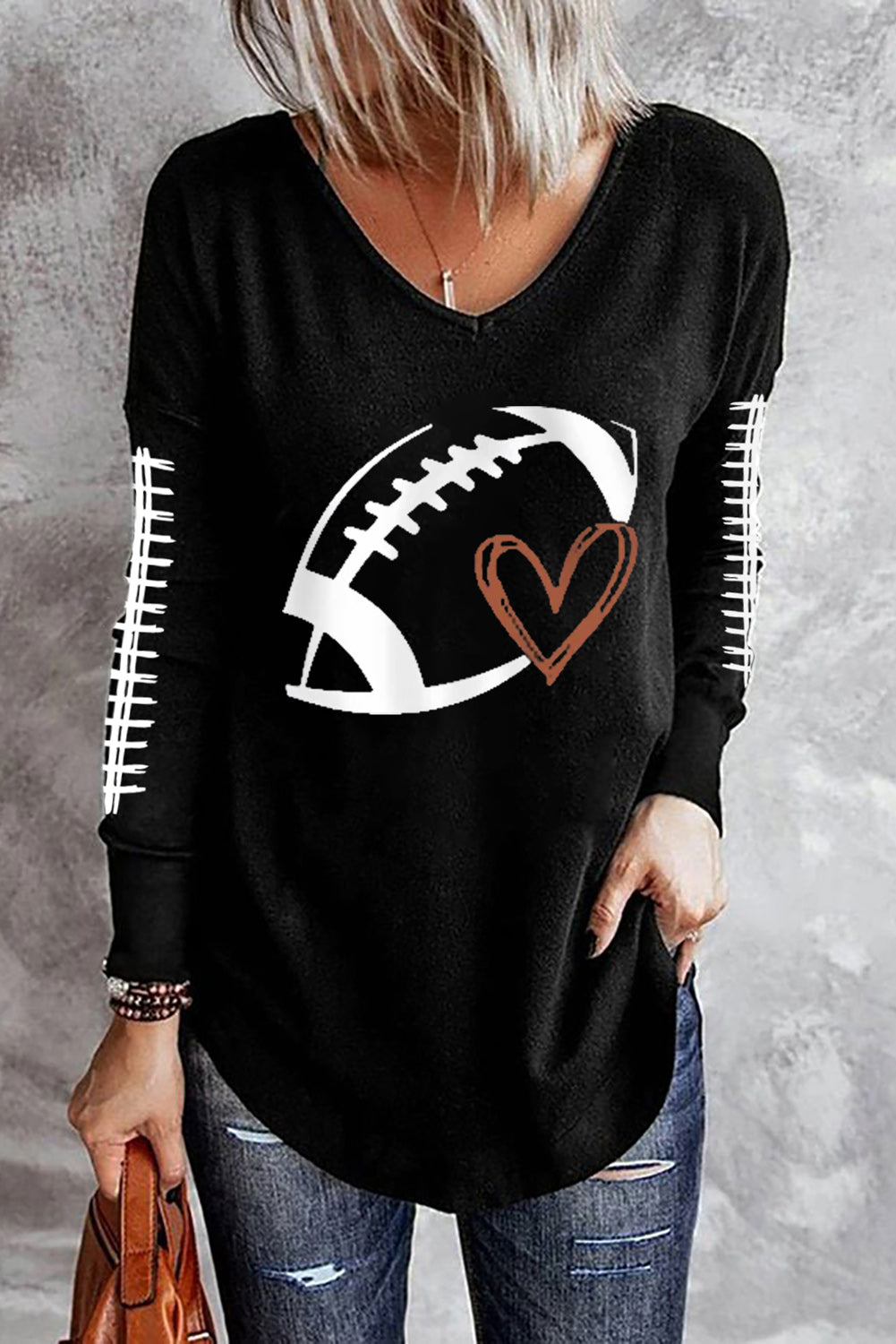 Football Graphic Long Sleeve T-Shirt - T - 1 COLOR -