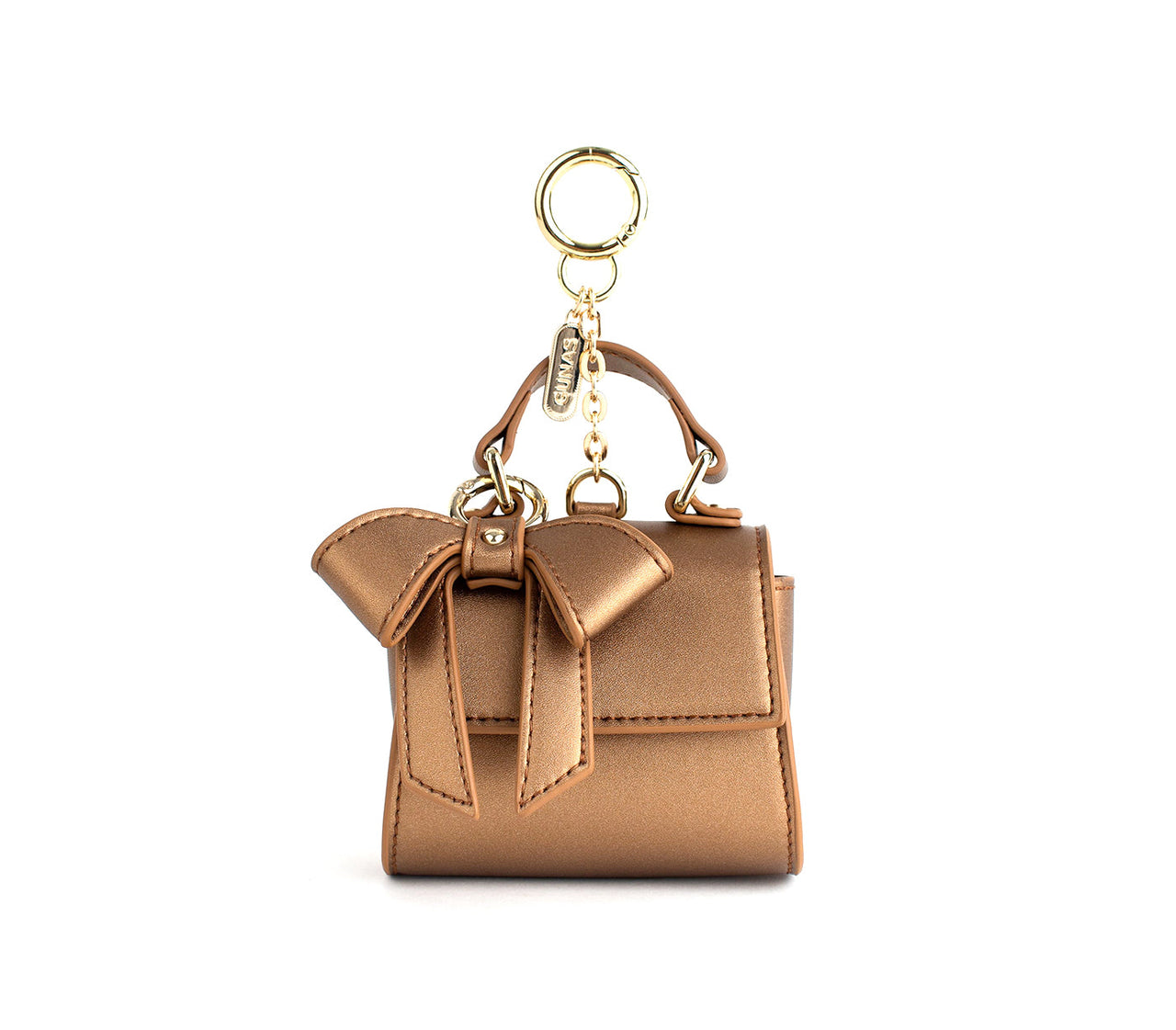 GUNAS NEW YORK - Cottontail Mini - Bronze Vegan Leather Bag KEYCHAIN - ACTUAL MINI PURSE! -