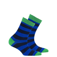 Thumbnail for Kids Navy Emerald Stripe Socks - 1 COLOR -