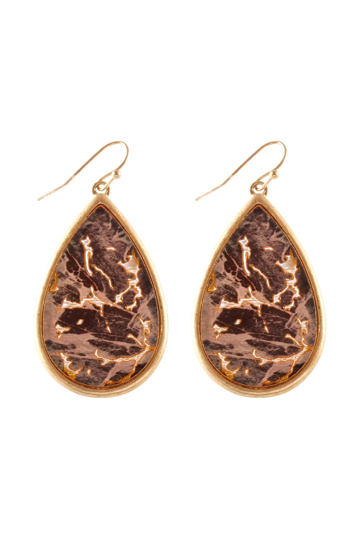 Riah Fashion - Semiwood Flake Hook Teardrop Earrings - 4 COLORS -