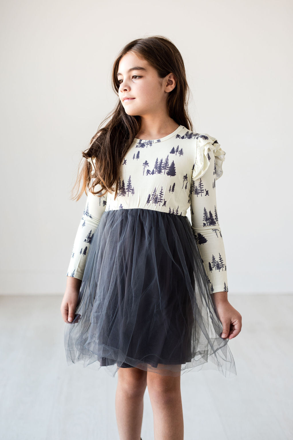 Eclipse Kids - Long Sleeve Tulle Dress - Sasquatch - SIZES 2T THRU 11/12 -