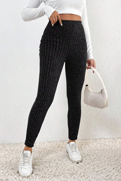 Ribbed High Waist Leggings - T - 2 COLORS -