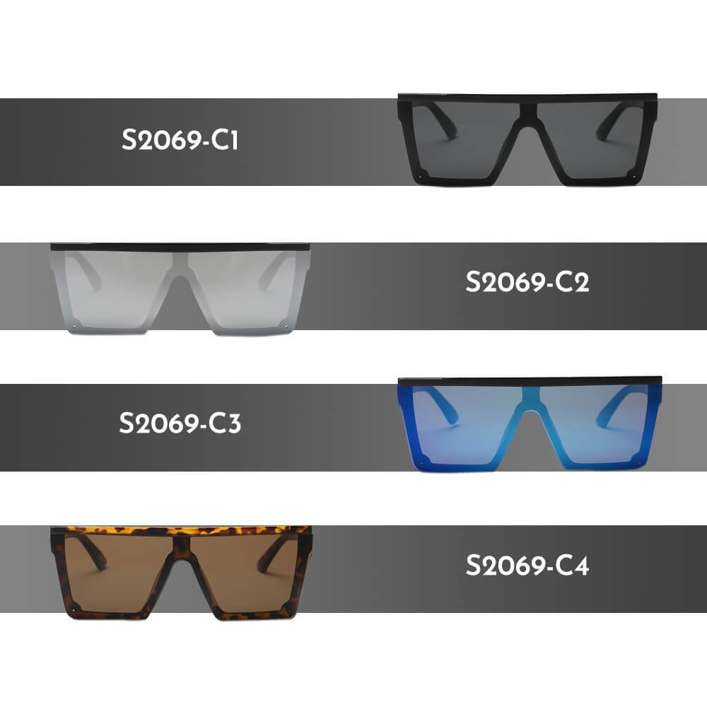 Guelph | S2069 - Flat Top Square Oversize Fashion Sunglasses - 4 COLORS -