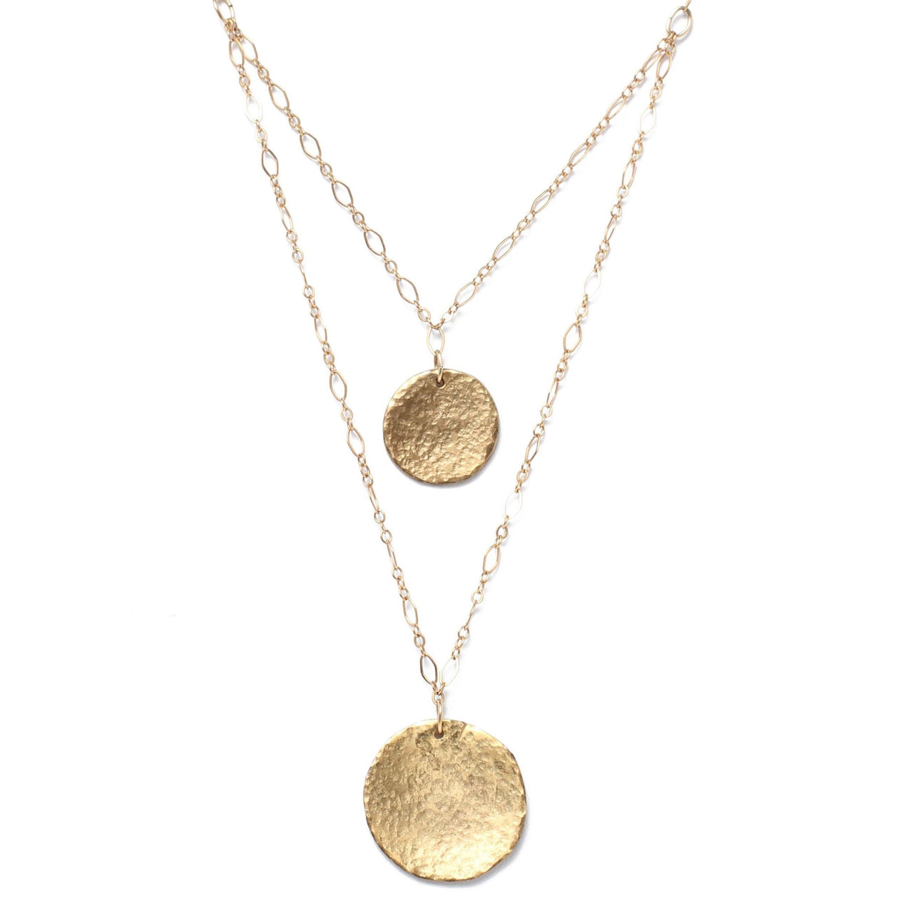 Alicia Marilyn - Double Strand Hand Hammered Coin Necklace - Gold Vermeil -