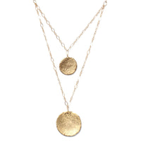 Thumbnail for Alicia Marilyn - Double Strand Hand Hammered Coin Necklace - Gold Vermeil -